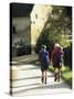 Two Walkers with Rucksacks on the Cotswold Way Footpath, Stanton Village, the Cotswolds, England-David Hughes-Stretched Canvas