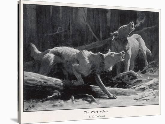 Two Werewolves Howl at the Full Moon-J.c. Dollman-Stretched Canvas