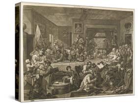 Two Whig Candidates Give a Banquet to Supporters While Tories Demonstrate Outside-William Hogarth-Stretched Canvas