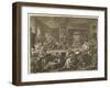 Two Whig Candidates Give a Banquet to Supporters While Tories Demonstrate Outside-William Hogarth-Framed Art Print
