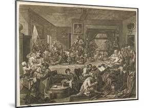 Two Whig Candidates Give a Banquet to Supporters While Tories Demonstrate Outside-William Hogarth-Mounted Art Print