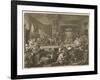 Two Whig Candidates Give a Banquet to Supporters While Tories Demonstrate Outside-William Hogarth-Framed Art Print