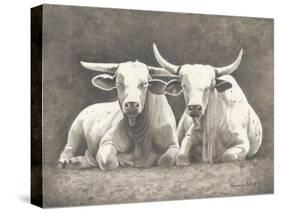 Two White Bulls-Gwendolyn Babbitt-Stretched Canvas