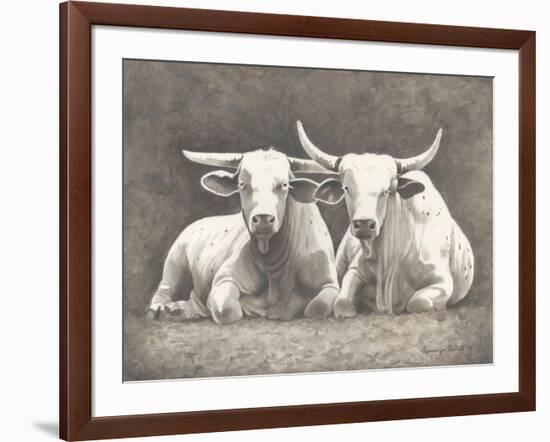 Two White Bulls-Gwendolyn Babbitt-Framed Art Print