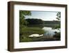 Two white canoes at the side of a lake-Natalie Tepper-Framed Photo