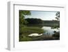 Two white canoes at the side of a lake-Natalie Tepper-Framed Photo