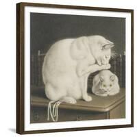 Two White Cats with Books on a Table-Gottfried Mind-Framed Giclee Print