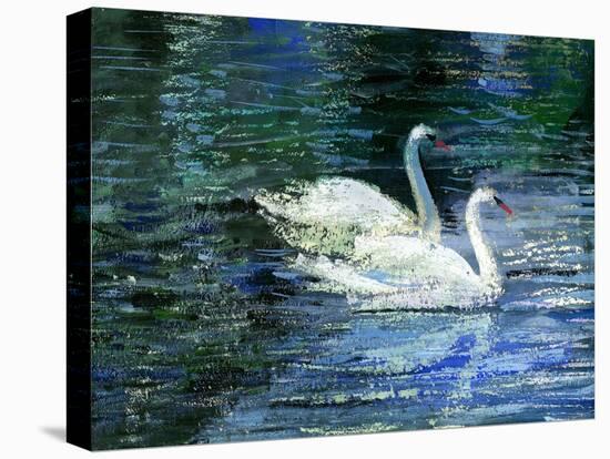 Two White Swans On Lake-balaikin2009-Stretched Canvas
