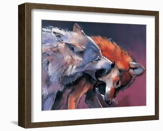 Two Wolves (Detail)-Mark Adlington-Framed Giclee Print