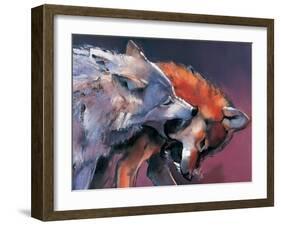 Two Wolves (Detail)-Mark Adlington-Framed Giclee Print