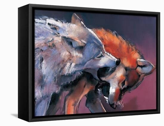 Two Wolves (Detail)-Mark Adlington-Framed Stretched Canvas