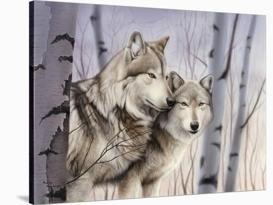 Two Wolves in the Birches-Rusty Frentner-Stretched Canvas