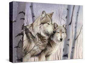 Two Wolves in the Birches-Rusty Frentner-Stretched Canvas