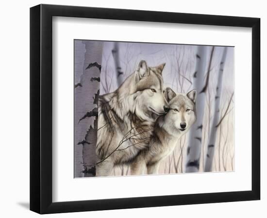 Two Wolves in the Birches-Rusty Frentner-Framed Premium Giclee Print