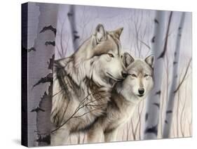 Two Wolves in the Birches-Rusty Frentner-Stretched Canvas