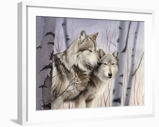 Two Wolves in the Birches-Rusty Frentner-Framed Giclee Print