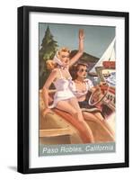 Two Woman in Car Waving, Paso Robles-null-Framed Art Print