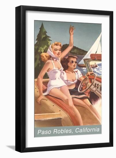 Two Woman in Car Waving, Paso Robles-null-Framed Art Print