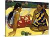 Two Woman of Tahiti. Parau Api (What's New?) 1892-Paul Gauguin-Stretched Canvas