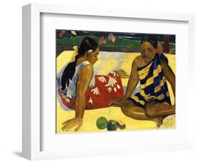 Two Woman of Tahiti. Parau Api (What's New?) 1892-Paul Gauguin-Framed Giclee Print