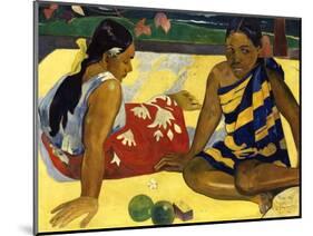 Two Woman of Tahiti. Parau Api (What's New?) 1892-Paul Gauguin-Mounted Giclee Print