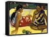 Two Woman of Tahiti. Parau Api (What's New?) 1892-Paul Gauguin-Framed Stretched Canvas