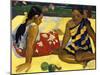 Two Woman of Tahiti. Parau Api (What's New?) 1892-Paul Gauguin-Mounted Giclee Print