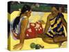 Two Woman of Tahiti. Parau Api (What's New?) 1892-Paul Gauguin-Stretched Canvas