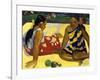 Two Woman of Tahiti. Parau Api (What's New?) 1892-Paul Gauguin-Framed Giclee Print