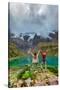 Two woman trekking Humantay Lake, Cusco, Peru, South America-Laura Grier-Stretched Canvas