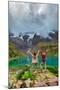 Two woman trekking Humantay Lake, Cusco, Peru, South America-Laura Grier-Mounted Photographic Print