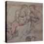Two Women and a Baby with a Cat chalk-Francesco Vanni-Stretched Canvas