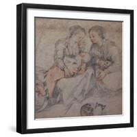 Two Women and a Baby with a Cat chalk-Francesco Vanni-Framed Giclee Print