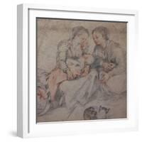 Two Women and a Baby with a Cat chalk-Francesco Vanni-Framed Giclee Print