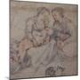 Two Women and a Baby with a Cat chalk-Francesco Vanni-Mounted Giclee Print