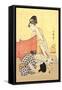 Two Women and a Cat-Kitagawa Utamaro-Framed Stretched Canvas