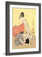 Two Women and a Cat-Kitagawa Utamaro-Framed Art Print