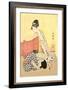 Two Women and a Cat-Kitagawa Utamaro-Framed Art Print