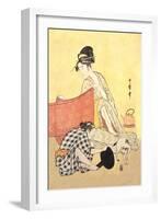 Two Women and a Cat-Kitagawa Utamaro-Framed Art Print