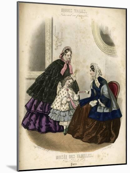 Two Women and a Child in the Latest French Fashions-Laure Noel-Mounted Art Print