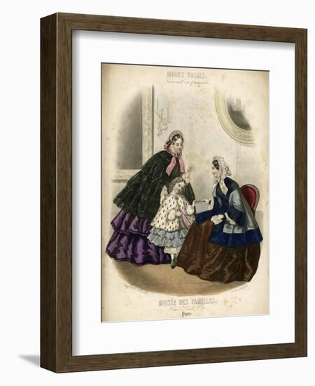 Two Women and a Child in the Latest French Fashions-Laure Noel-Framed Art Print