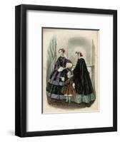 Two Women and a Child in the Latest French Fashions-Laure Noel-Framed Art Print