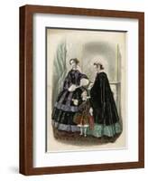 Two Women and a Child in the Latest French Fashions-Laure Noel-Framed Art Print