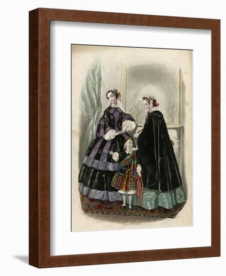 Two Women and a Child in the Latest French Fashions-Laure Noel-Framed Art Print