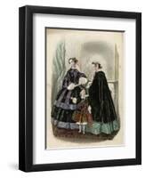 Two Women and a Child in the Latest French Fashions-Laure Noel-Framed Art Print