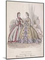 Two Women and a Child Playing with a Parrot Model the Latest Fashions, 1864-null-Mounted Giclee Print