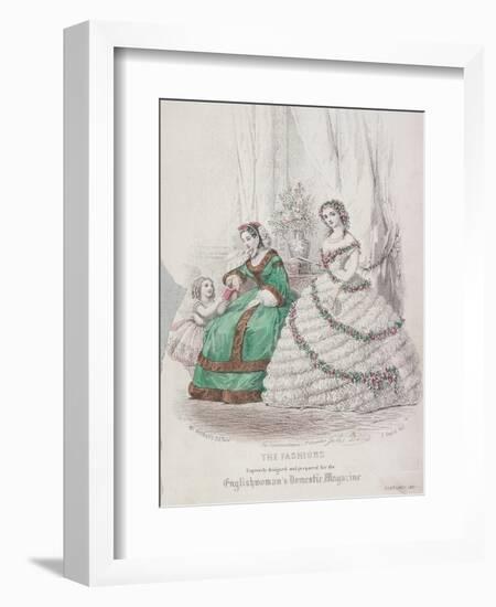 Two Women and a Child Wearing the Latest Fashions, 1861-Jules David-Framed Giclee Print