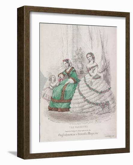 Two Women and a Child Wearing the Latest Fashions, 1861-Jules David-Framed Giclee Print