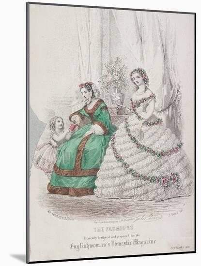 Two Women and a Child Wearing the Latest Fashions, 1861-Jules David-Mounted Giclee Print