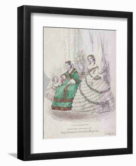 Two Women and a Child Wearing the Latest Fashions, 1861-Jules David-Framed Premium Giclee Print